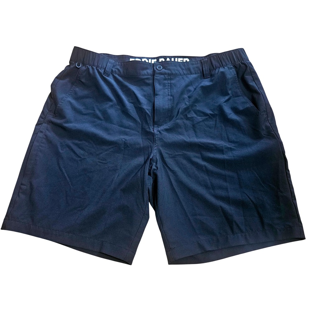 Eddie Bauer Mens XL Black Performance Hiking Shorts Elastic Waist Ripstop